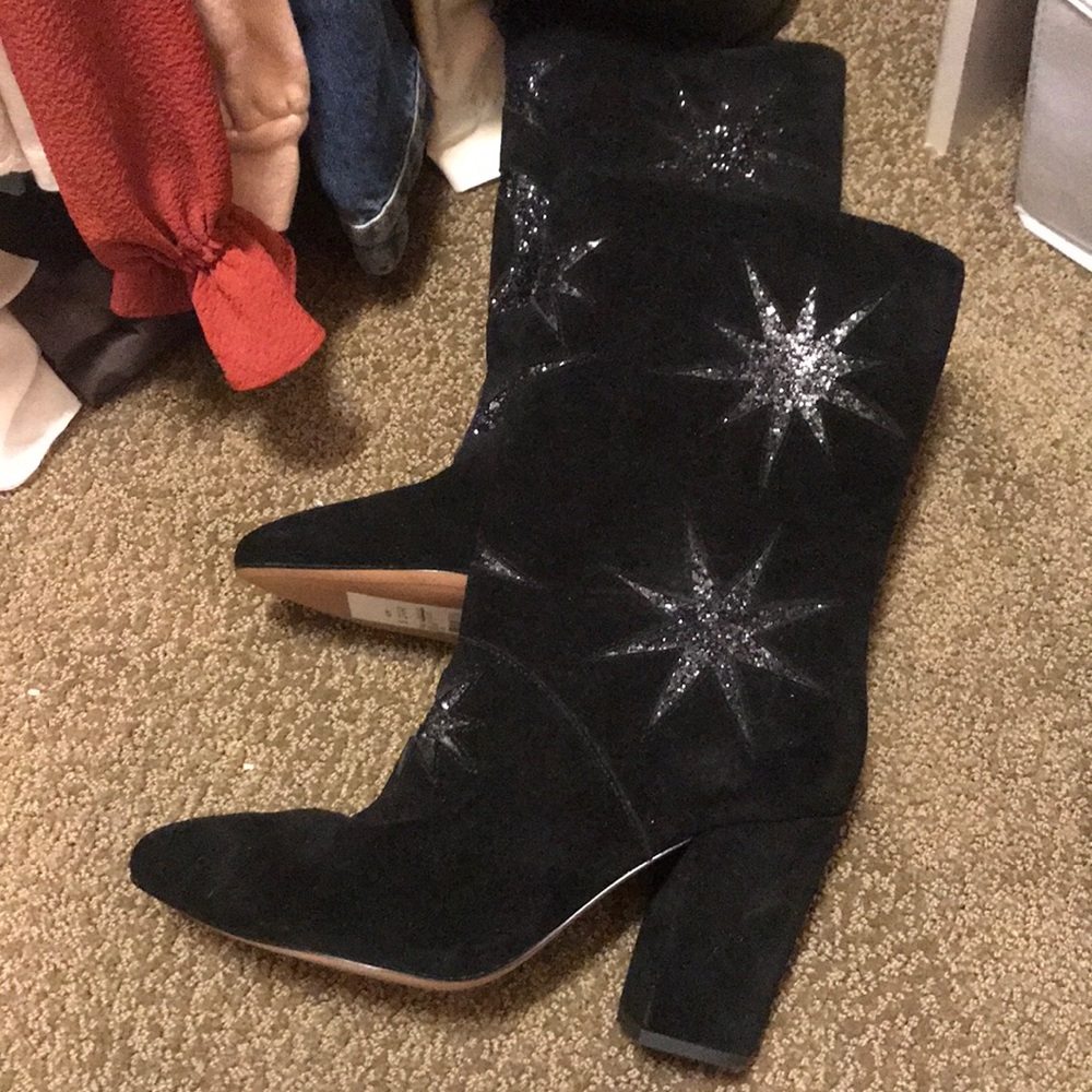 Bloomingdales black booties with star detail 8.5